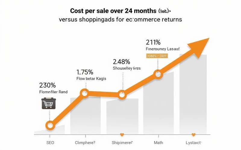 Cost per sale over 24 months: SEO vs Shopping Ads