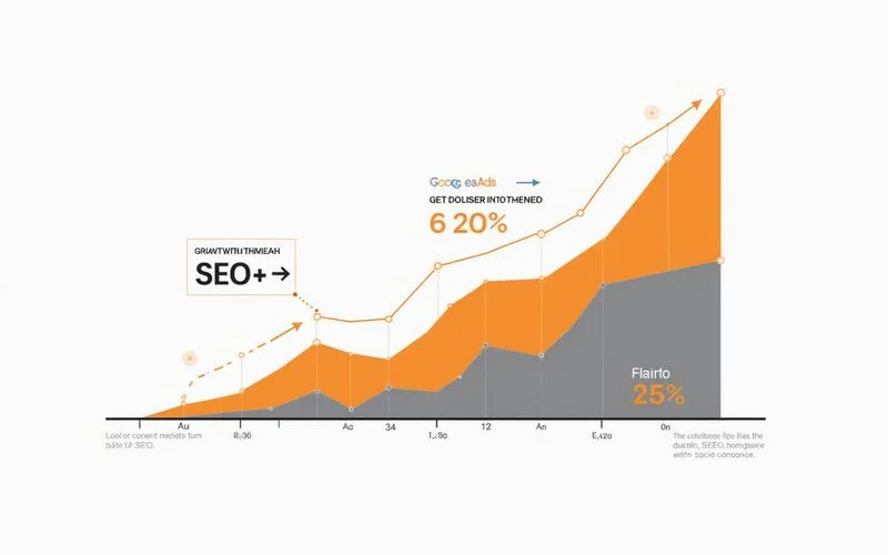 Diagram showing hybrid growth strategy combining SEO and Google Ads