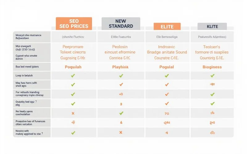 Comparison of Standard, Premium, and Elite SEO packages
