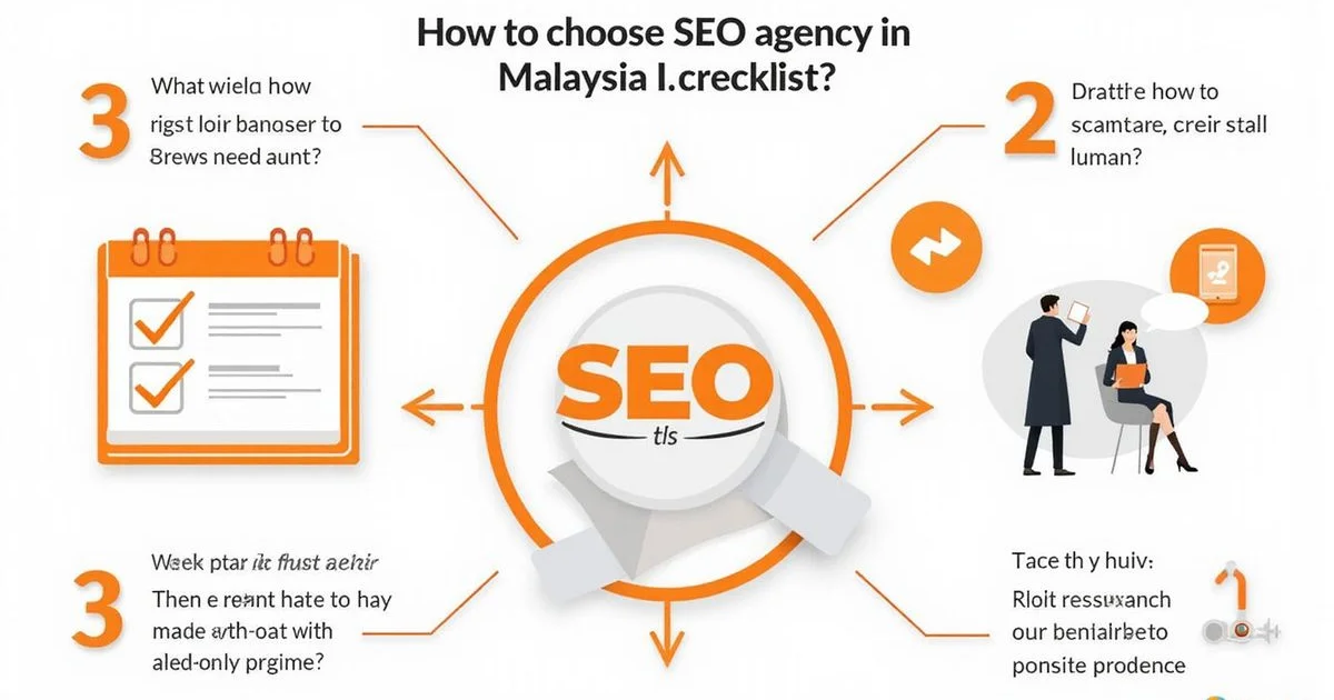 Checklist graphic showing key questions to ask when choosing an SEO agency