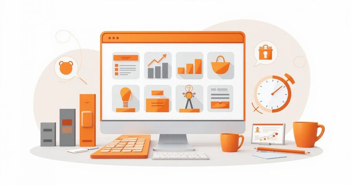 Illustration showing e-commerce SEO covering product pages, categories, and search